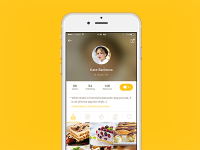 Cake App app ios iphone mobile profile ui uiux ux