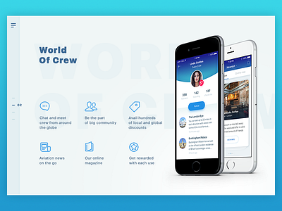 World Of Crew app icons landing ui ux web website