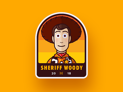 Sheriff Woody Badge badge orange sheriff shield space sticker story toy west wild woody