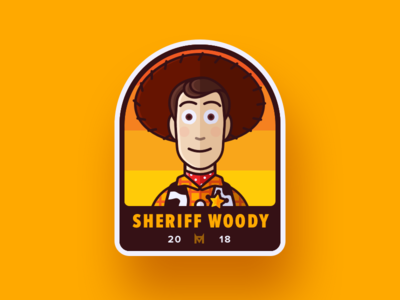 Sheriff Woody Badge badge orange sheriff shield space sticker story toy west wild woody