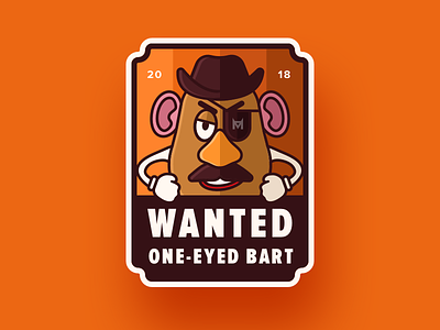 One Eyed Bart Badge badge bart mr one eyed potato shield sketch sticker story toy wanted