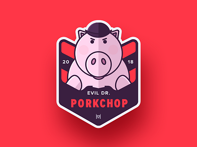 Evil Dr. Porkchop Badge badge doctor evil hamm pig porkchop sketch sticker story toy