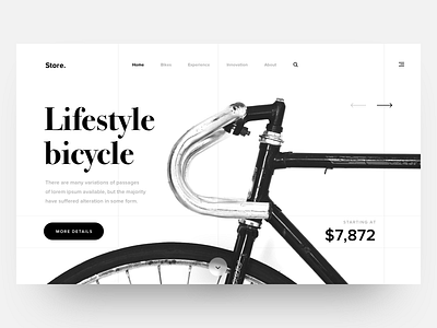 Lifestyle bicycle bicycle bike black grid landing page price road sketch store web white
