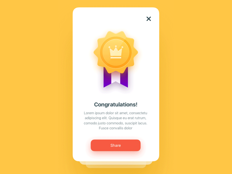 Congrats! You've got a medal! app badge cards ios medal mobile page popup reward share