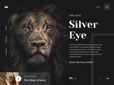 The King design eye king landing lion page silver story ui ux video web wild