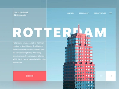 Rotterdam architecture building design fluent grid landing landing page red rotterdam web