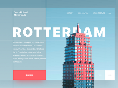 Rotterdam architecture building design fluent grid landing landing page red rotterdam web