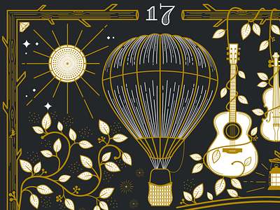 Firefly Commemorative Poster balloon gold guitar hot air balloon line music music festival nature poster trumpet violin