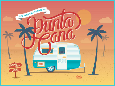 Retreat Logo '16 beach camper illustration palm trees punta cana