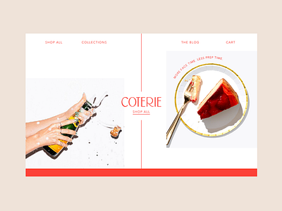 Coterie Homepage Concept animation art direction branding champagne design icon illustration lettering logo party plate type typography ui ux vector web website