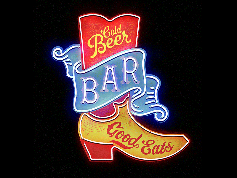 Whole Foods Bar Neon bar boot illustration neon type typography whole foods