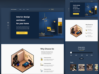 InterioDesign LandingPage app branding decoration design designer graphic design illustration interio interiodecoration interiodesign logo ui ux vector