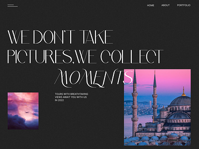 Photo tour | First screen design concept first screen landing page photo travel ui web design