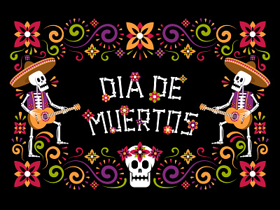 Dia de Muertos mexican halloween floral flyer carnival cartoon culture day of the dead decoration dia de muertos festival floral flower frame halloween marigold mexican skeleton skull sugar skull tradition
