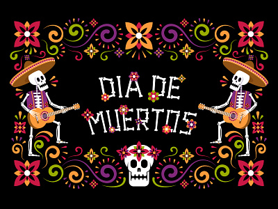 Dia de Muertos mexican halloween floral flyer