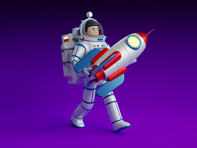 Astronaut with Rocket 3d 3d character 3d model astronaut blender cartoon character illustration rocket spaceman toy