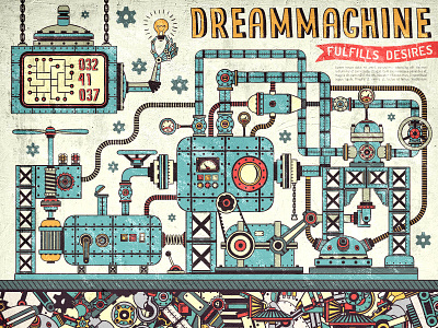 Dreammachine engine factory fantastic gear machine machinery mechanism pipe steampunk technical technology