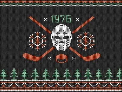 Knitted Hockey Logo goalie hockey knitwear label norwegian ornament pattern retro scandinavian sweater vintage winter