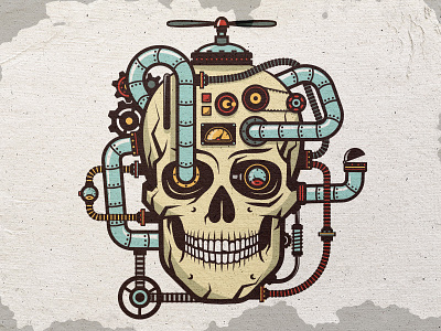Skull Steampunk creature cyborg humanoid industrial machine robot steampunk skull zombie