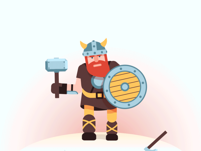 Cartoon Viking with Hammer