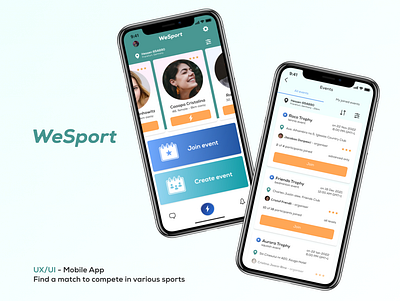 UX/UI design - WeSport App - Find a tennis match design figma figma prototyping ui user experience user interface ux ux prototyping