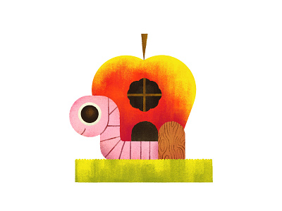 Apple House adobe apple fresco illustration texture worm