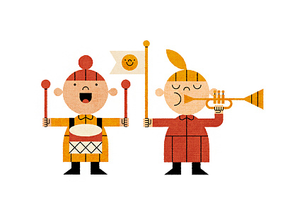 Music Kids character children drummer illustration texture trumpet