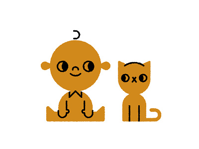 Cat & Baby baby cat cute family simple texture