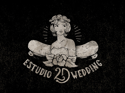 Estudio 2D branding girl hand drawn handmade illustration illustrator logo marriage oldschool skate vintage wedding