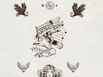 Branding Sergio Rojas branding draw eagle flag handdrawn illustration logo oldschool