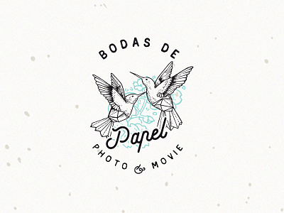 Bodas de Papel branding elegant fly girl logo oldschool origami paper photography