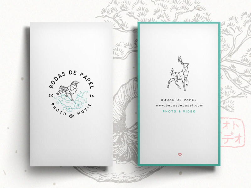 Business card Bodas de Papel cards design business card oldschool fly paper origami photography elegant branding logo girl