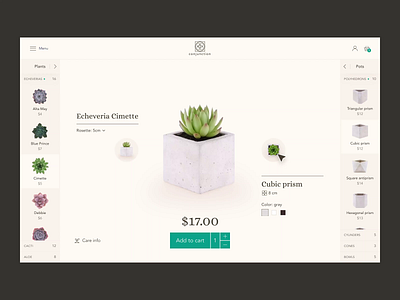 Conjunction succulents store (combination page) animation clean concrete geometric icon design interaction minimalistic motion plants succulents ui design ux design