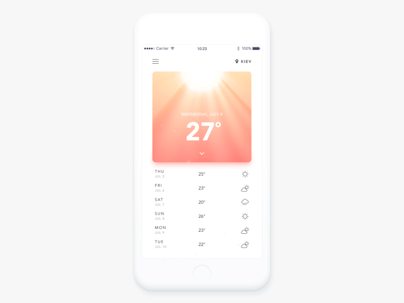 Living weather animation interaction ui weather app