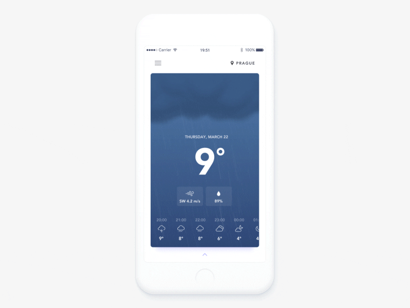 Living weather – Rain animation interaction ui weather app