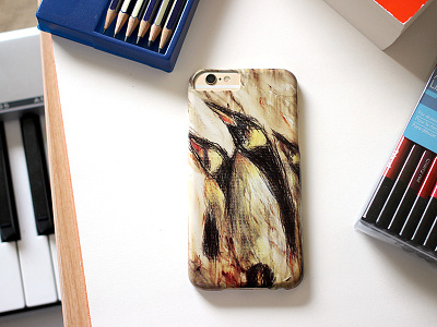 Penguins Phone Case art iphone mobile penguins phone case physical product design sketch