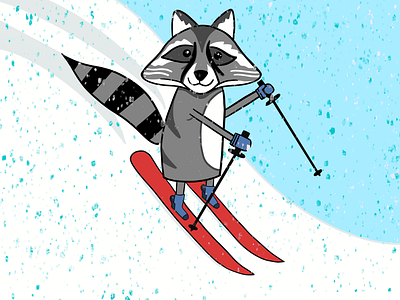 Come ski with me! animal cartoon character design illustration nature raccoon ski snow