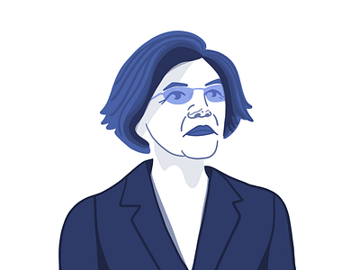Elizabeth Warren blue character color design illustration minimal people