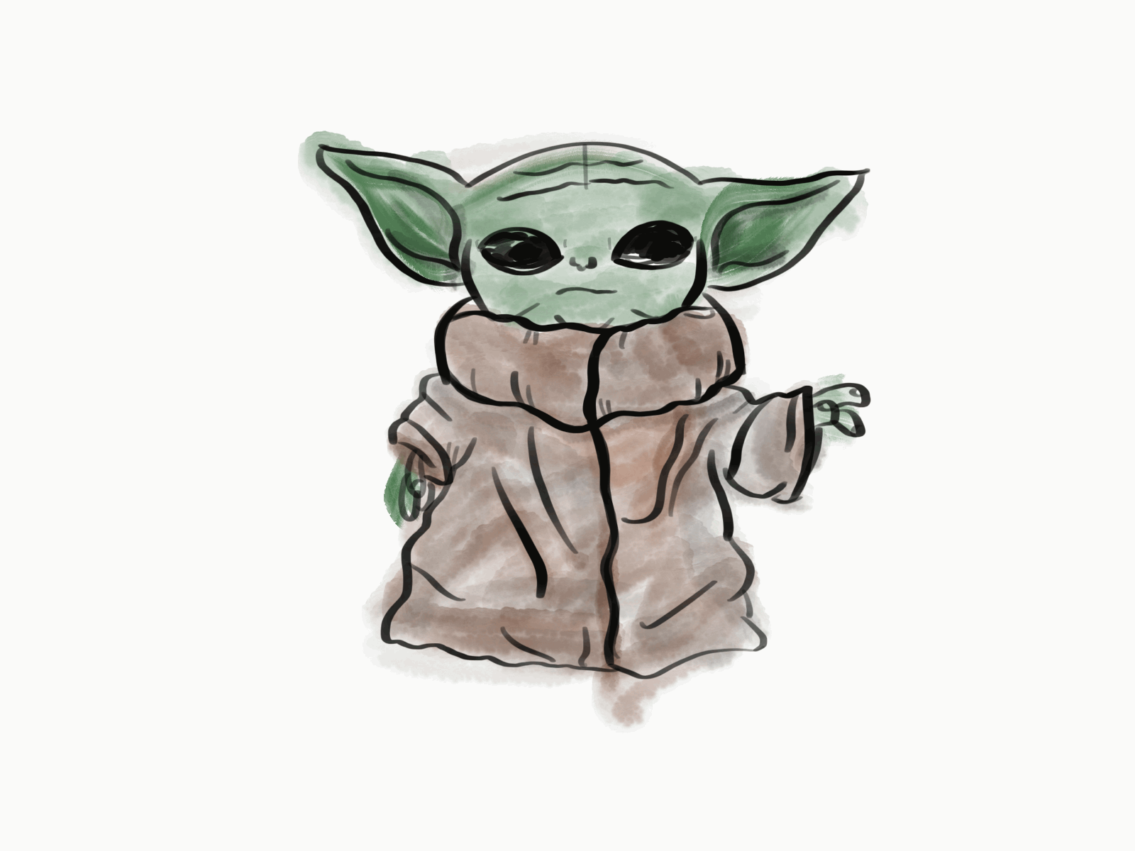 Ayyy Bayybayy Yoda! character character animation fun graphic design illustration procreate simple watercolor