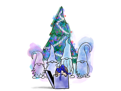 I’ll be gnome for Christmas characters design drawing dribbble holiday illustration procreate simple watercolor