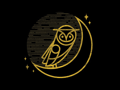 Watcher gold illustrator line work moon owl texture