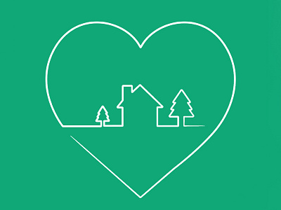 Where the heart is cute house illustrator kids line one line simple tree