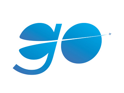 "Go" branding flight gradient icon logo movement negative space type