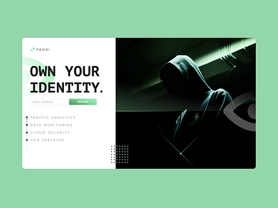 Daily UI Challenge 03 - Landing Page anonymous blockchain cyber data hacker interface landing page secure ui web page