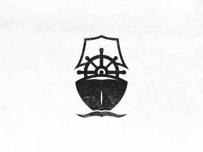 Pirate Ship icon logo mark ocean sea ship ship wheel strong wave waves