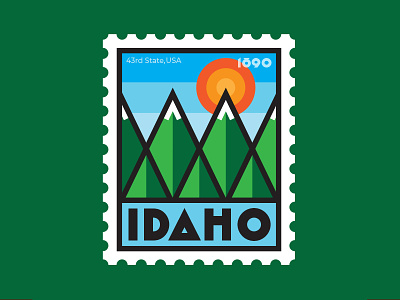 United Stamps of America | Idaho design flat illustration philately saw tooth mountains vector