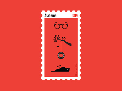 Alabama Stamp design flat illustration stamp tokillamockingbird vector