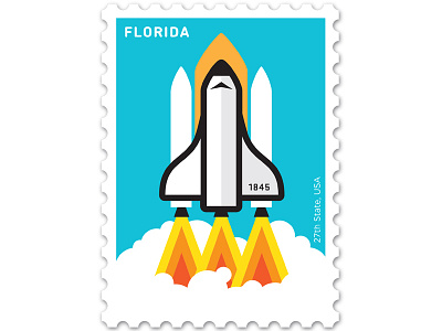 Florida Stamp design illustration nasa philately space shuttle stamp