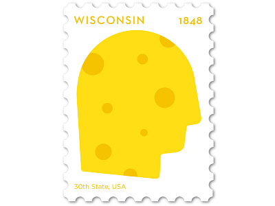 Wisconsin Stamp cheese design flat illustration philately stamp vector