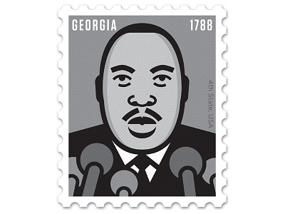 Georgia Stamp design flat illustration mlk philately stamp vector